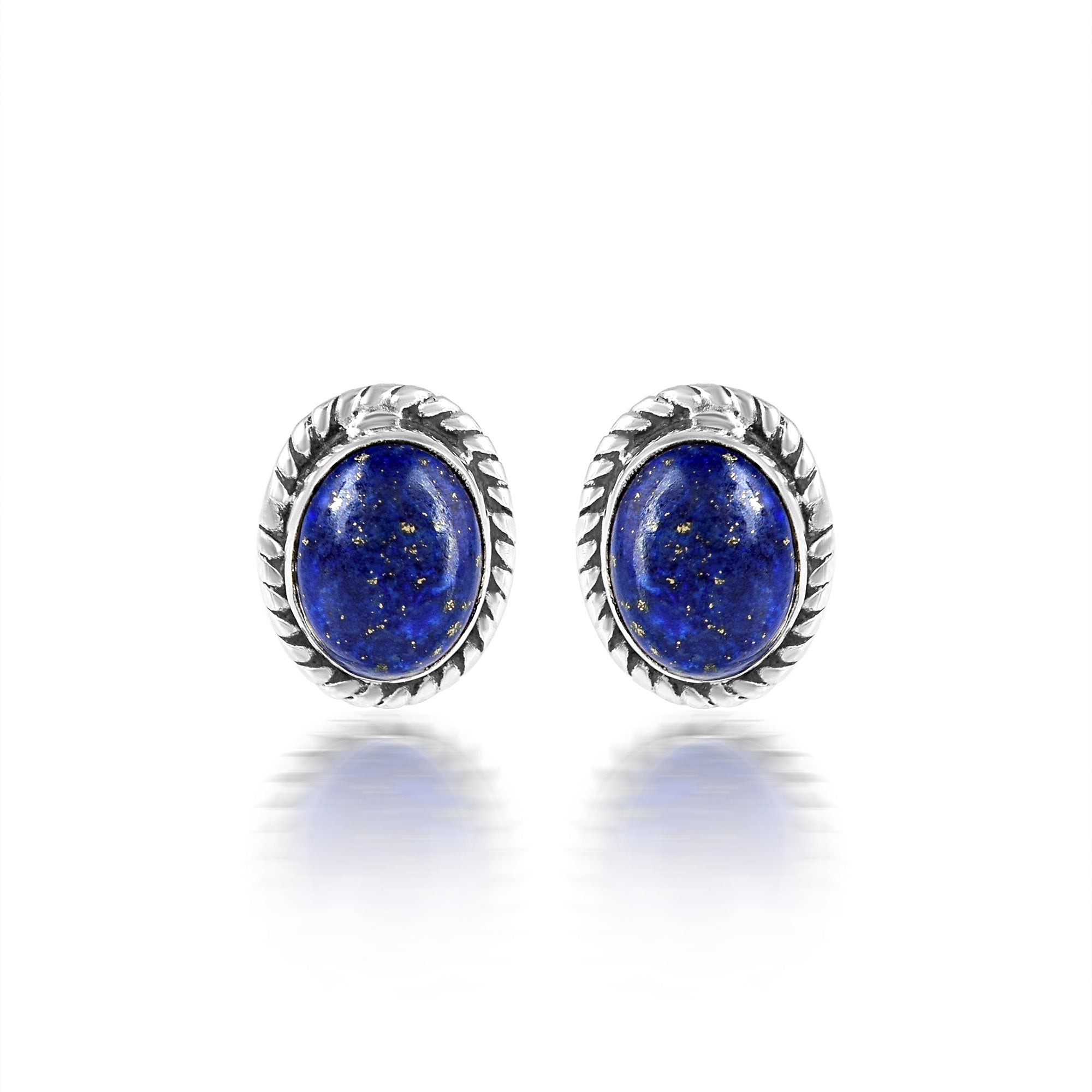 Lapis Lazuli Silver Stud Earrings