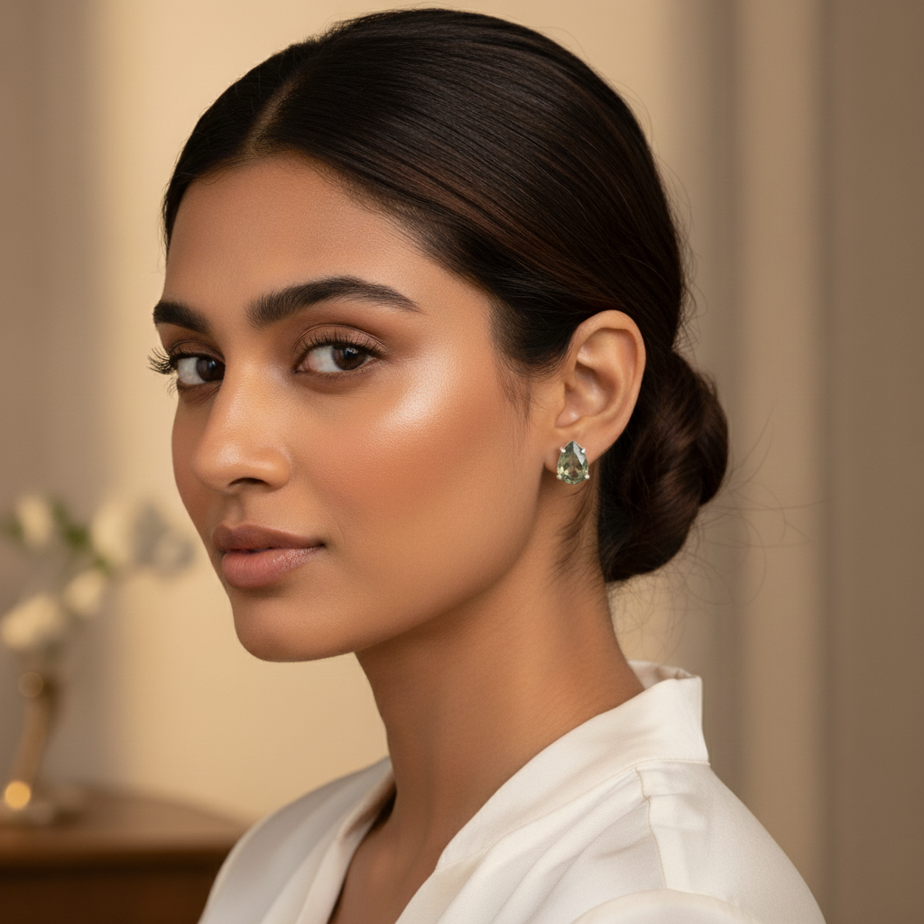 Labradorite Pear Shape Stud  Earring