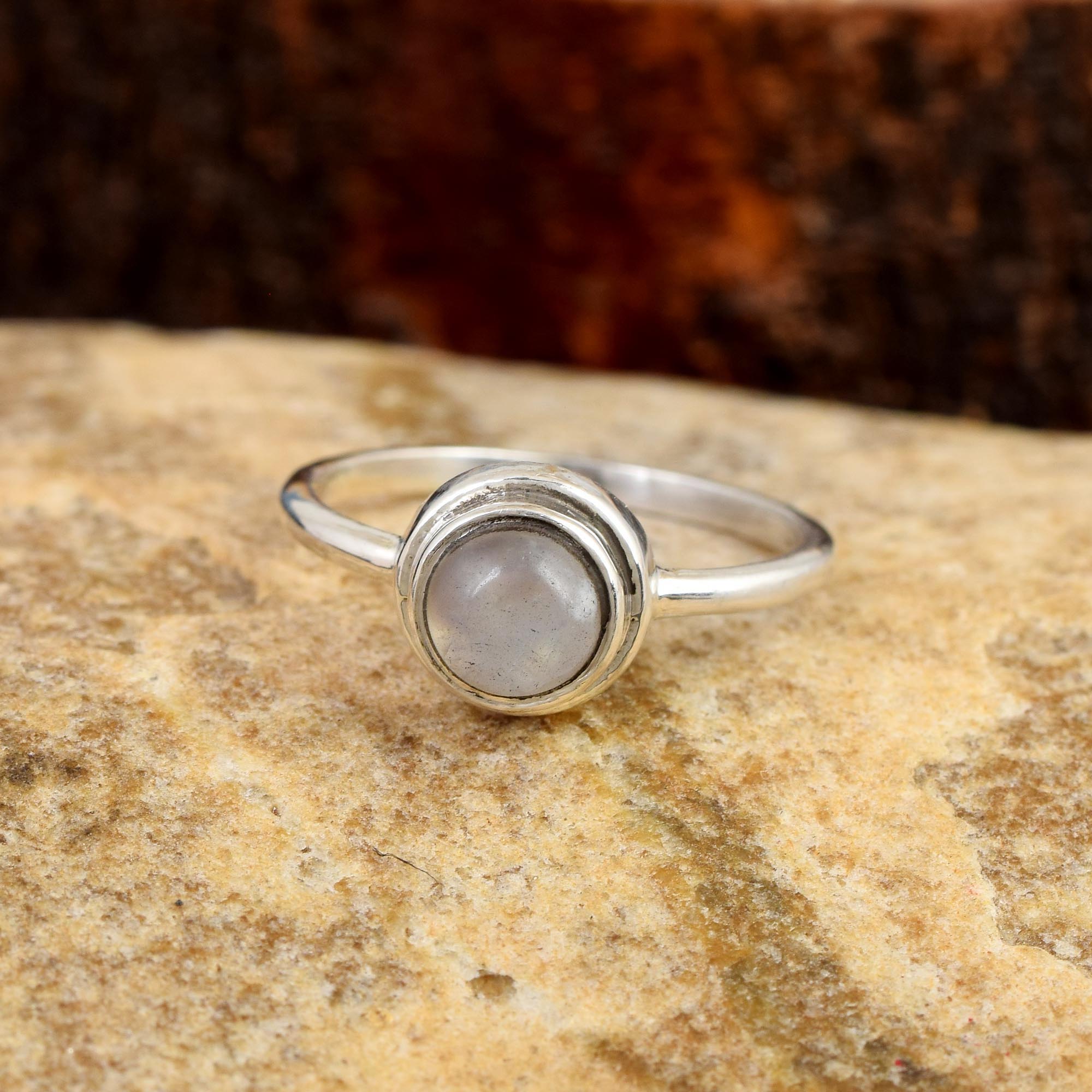 Natural Moonstone Oval Solitaire Ring