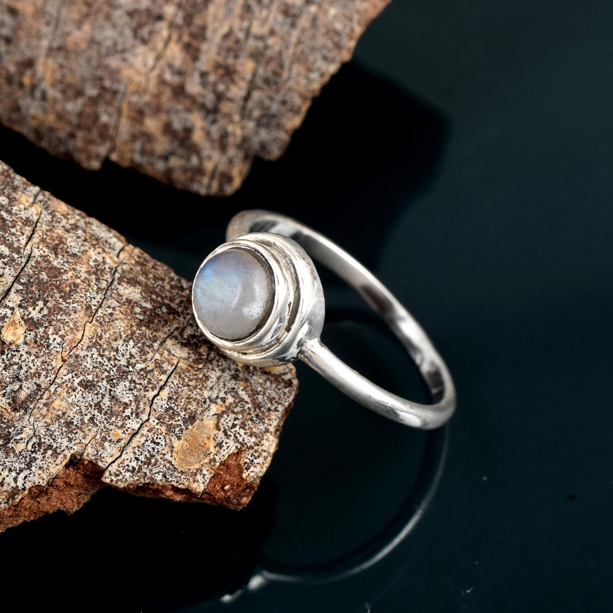 Natural Moonstone Oval Solitaire Ring