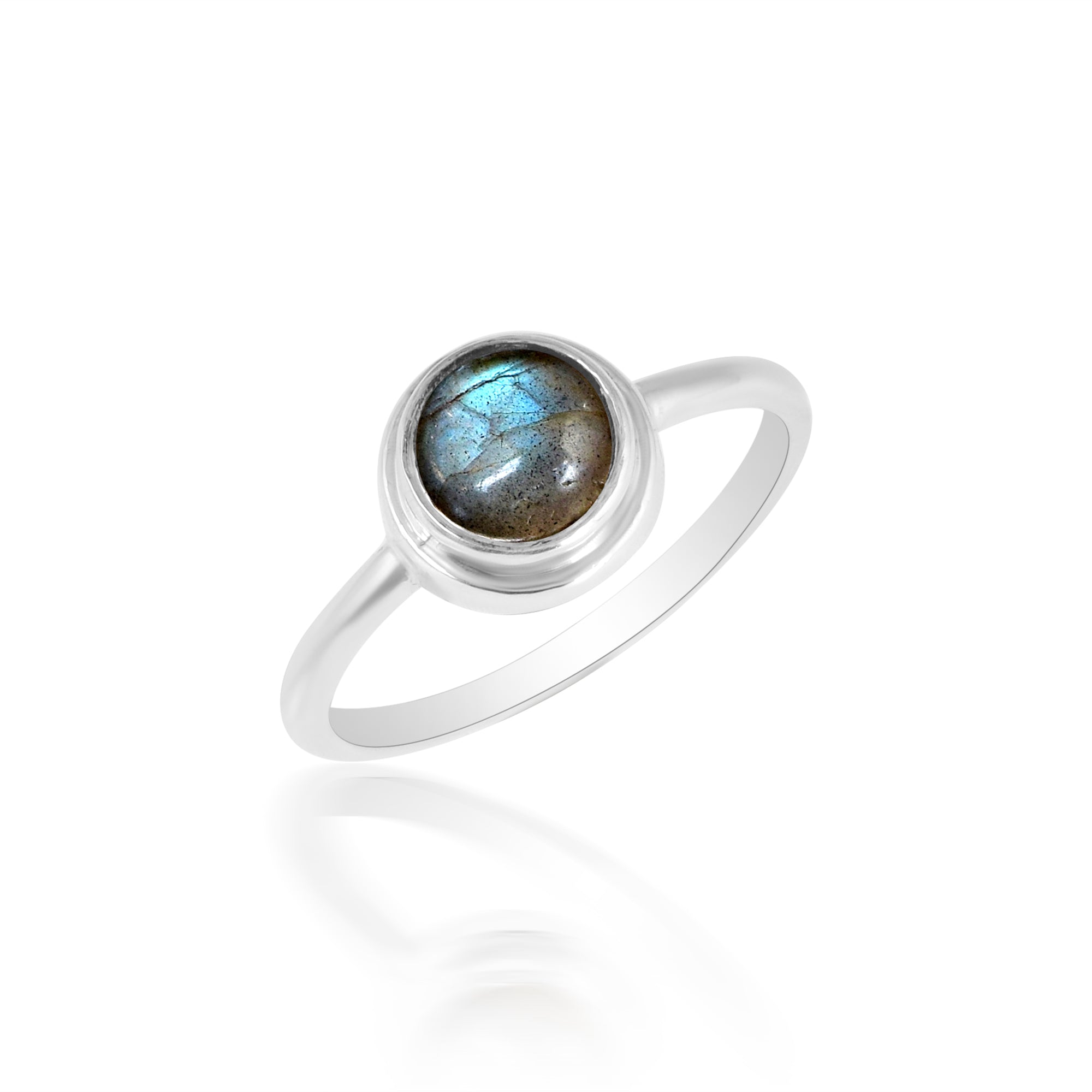 Labradorite Round Solitaire Ring