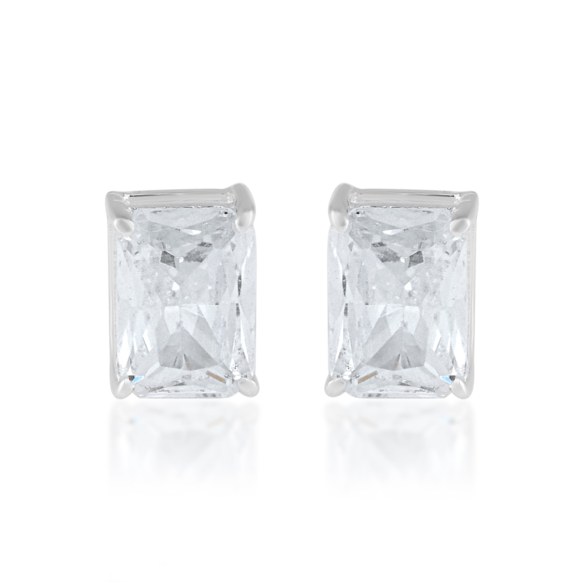 Rectangular White Cubic Zirconia Earrings