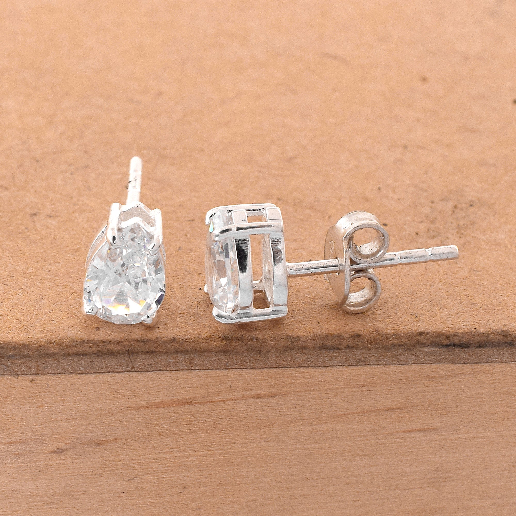 Diamond Look Clear Stone Silver Studs