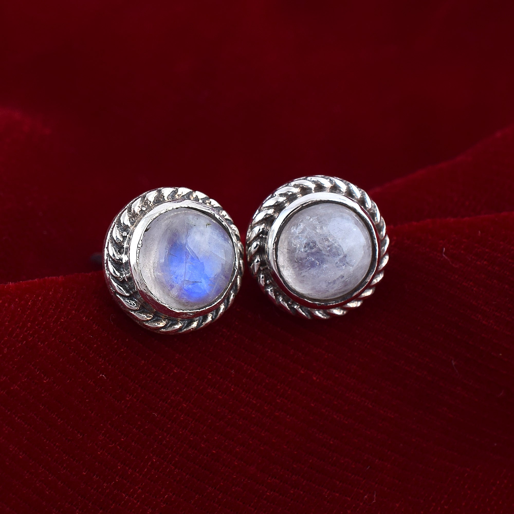 Moonstone Rope Stud Earrings