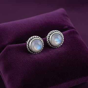 Moonstone Rope Stud Earrings