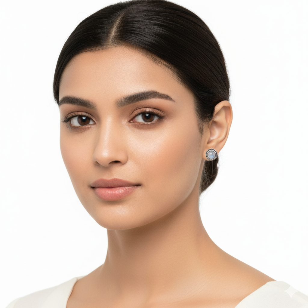 Moonstone Rope Stud Earrings