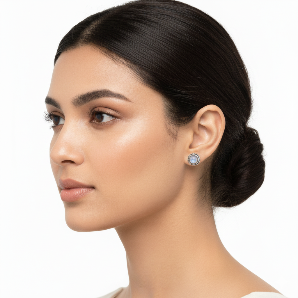 Moonstone Rope Stud Earrings