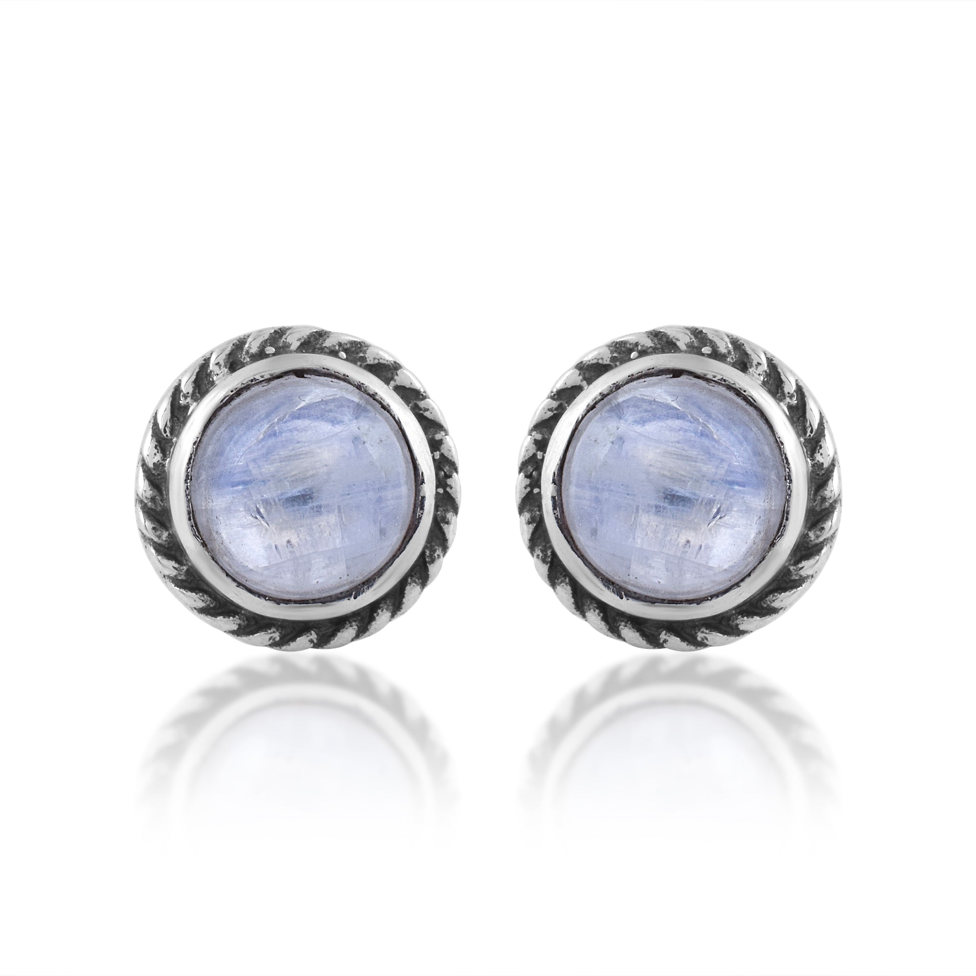 Moonstone Rope Stud Earrings