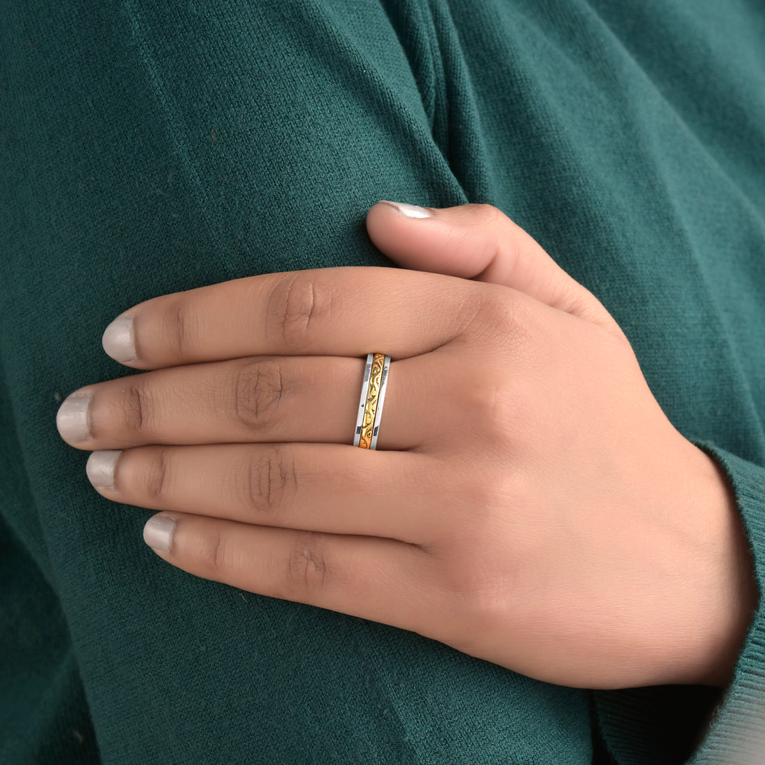 Two-Tone Silver Spinner Ring