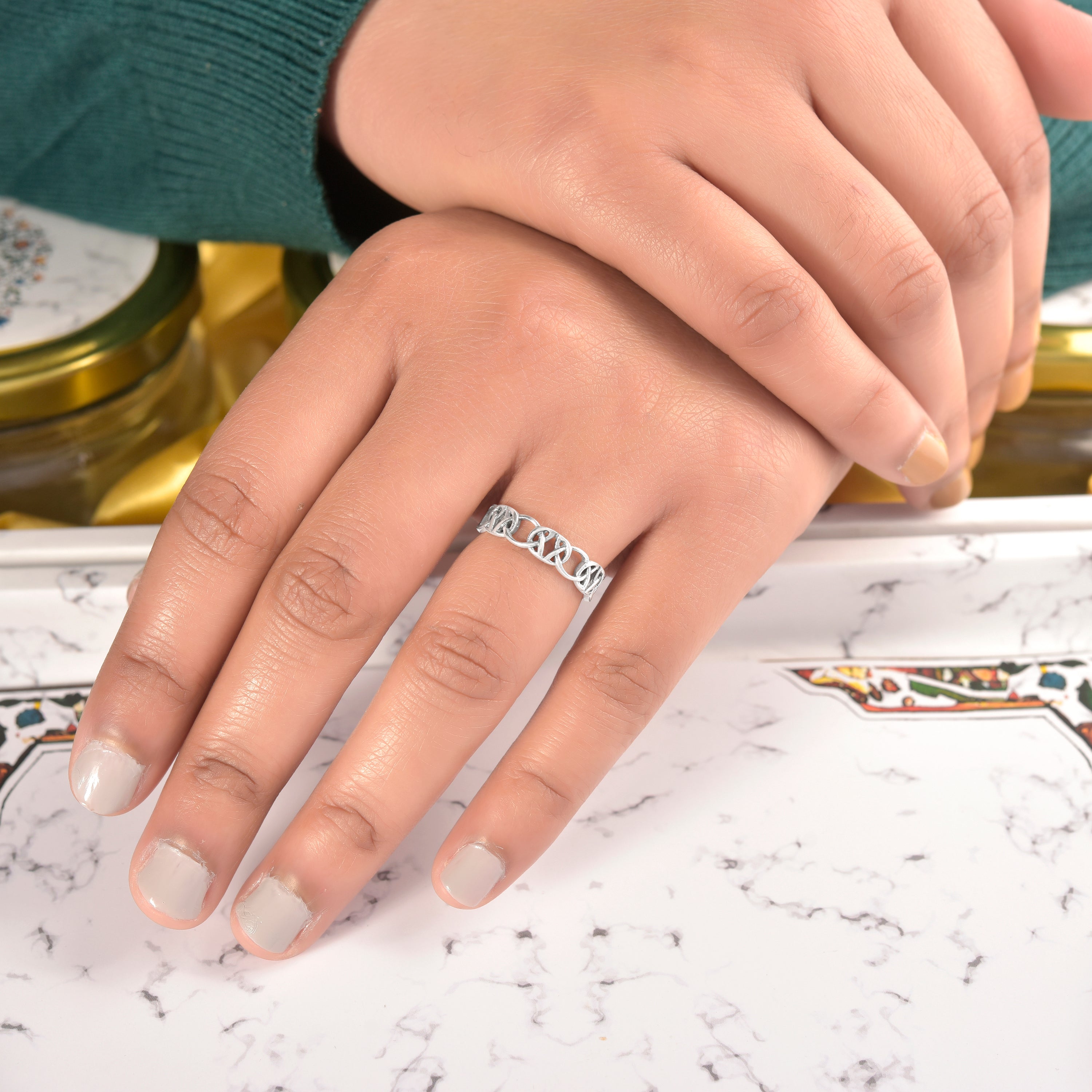 Oxidized Knot Eternity Band