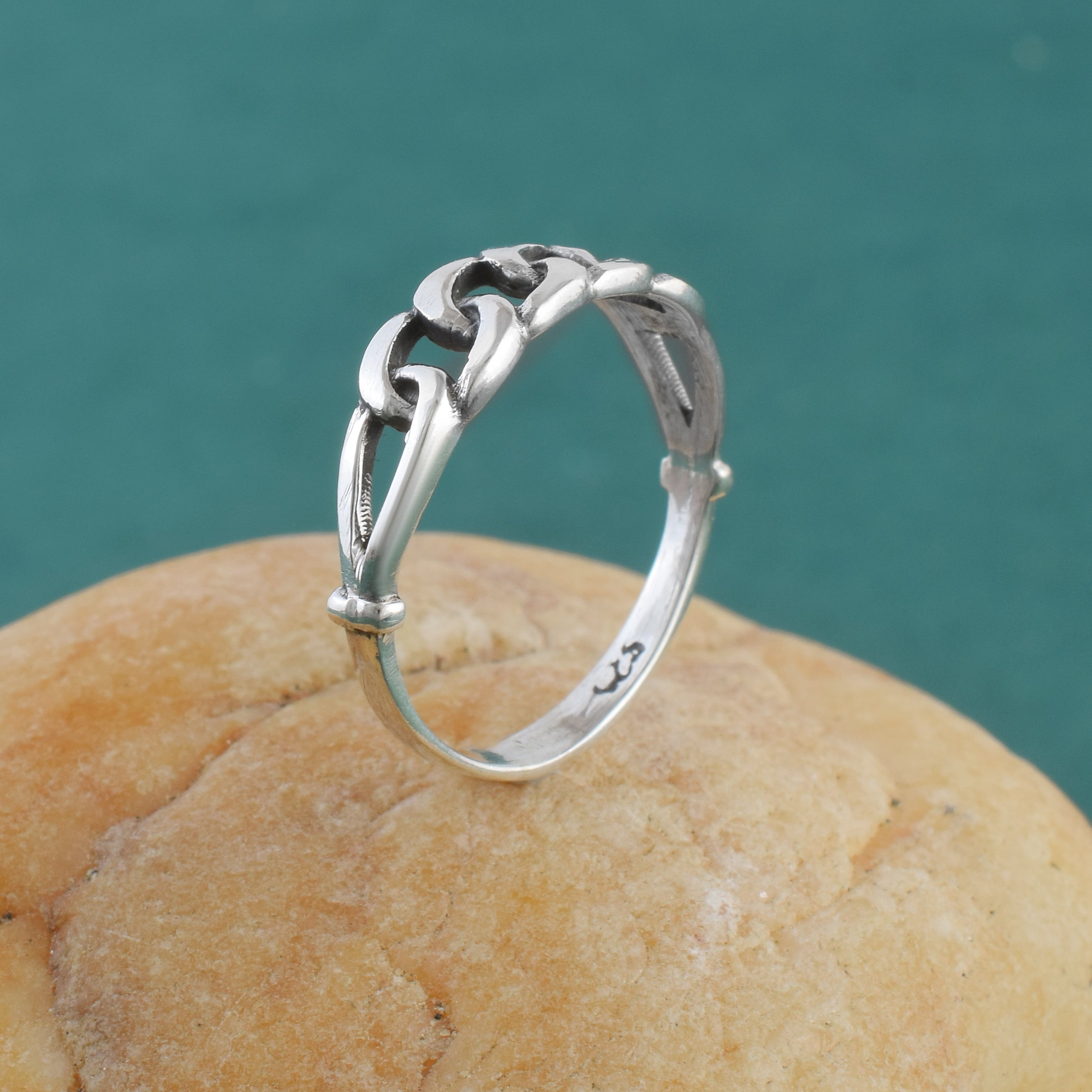 Silver Curb Link Chain Ring