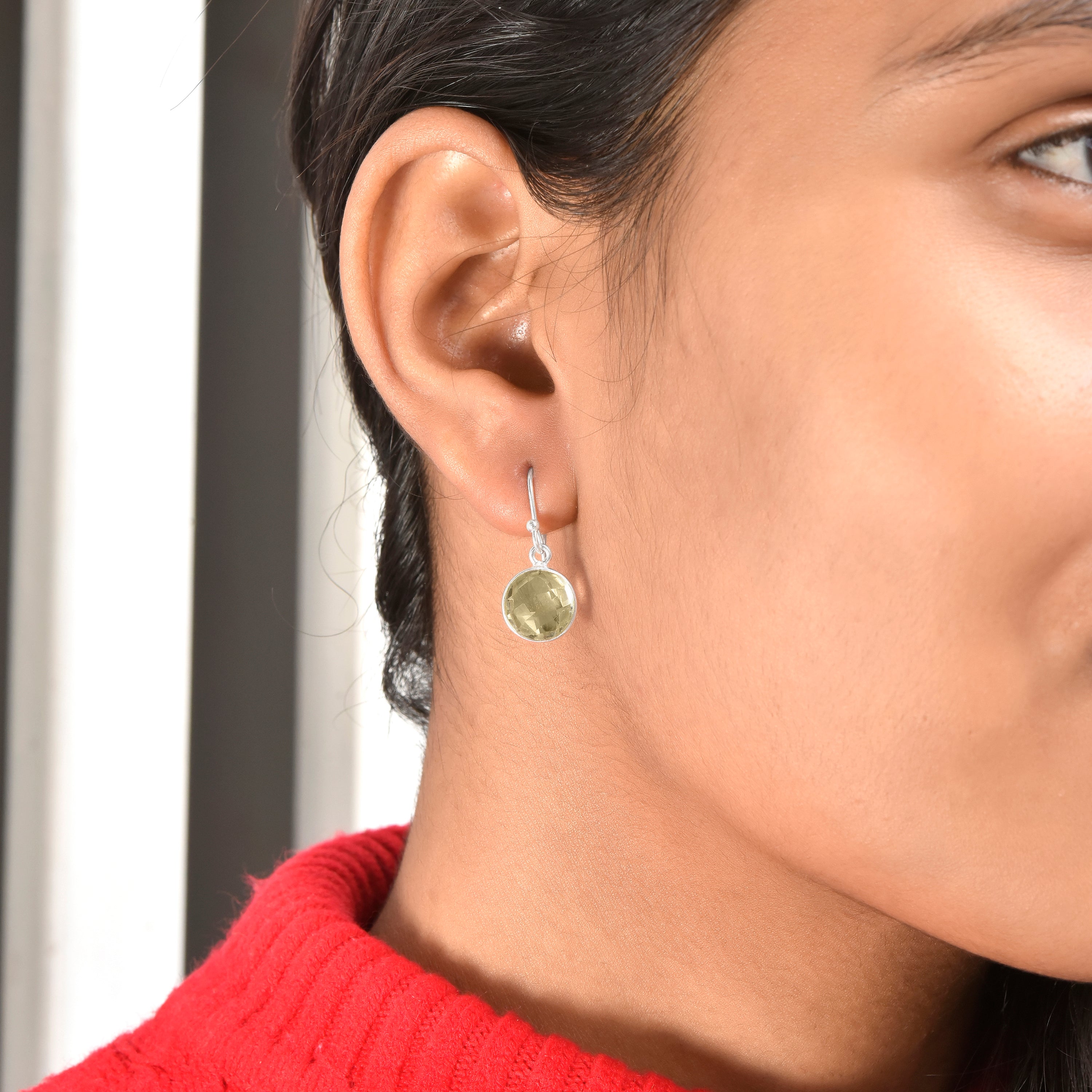 Green Amethyst Dangle Earrings