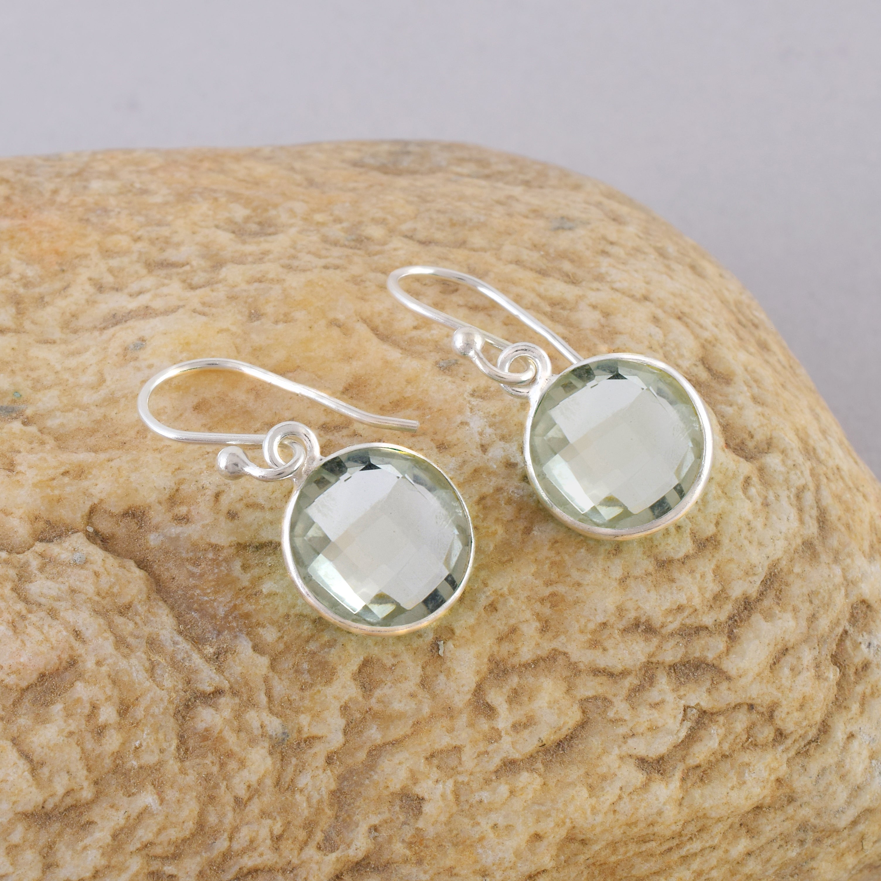 Green Amethyst Dangle Earrings