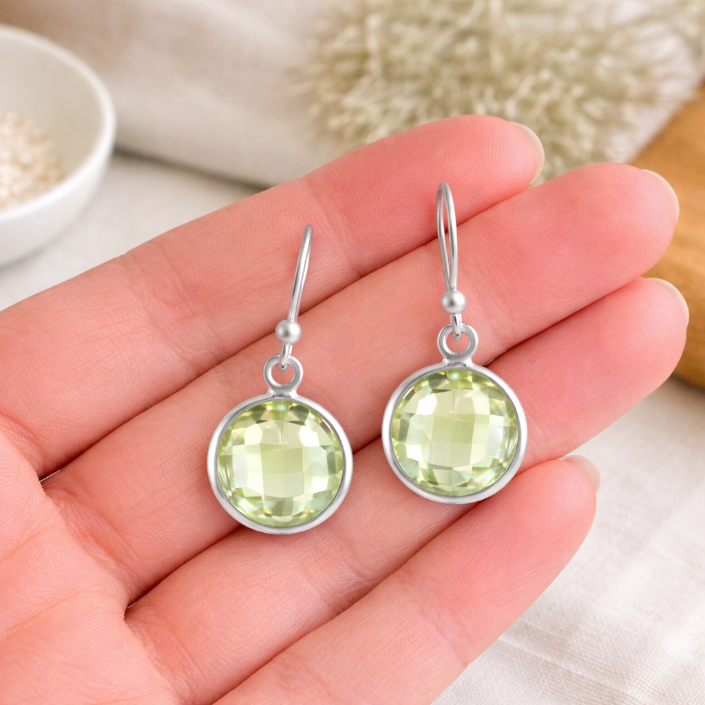 Green Amethyst Dangle Earrings