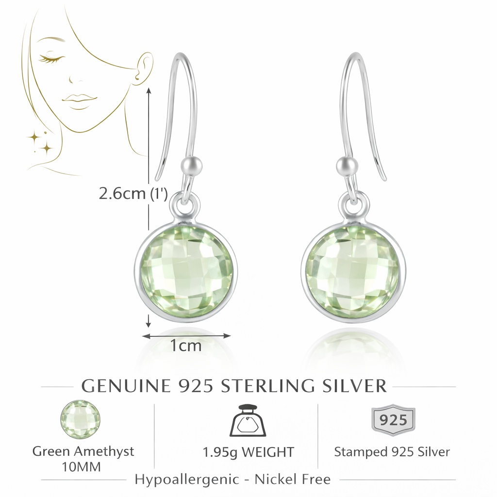 Green Amethyst Dangle Earrings