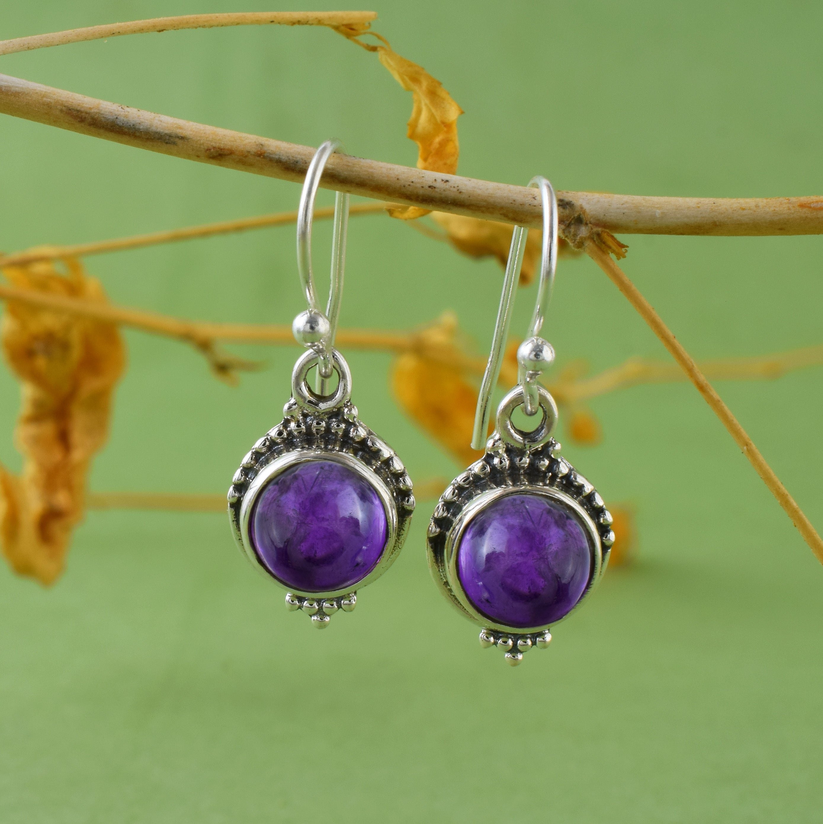 Vintage Style Amethyst Dangle Earrings