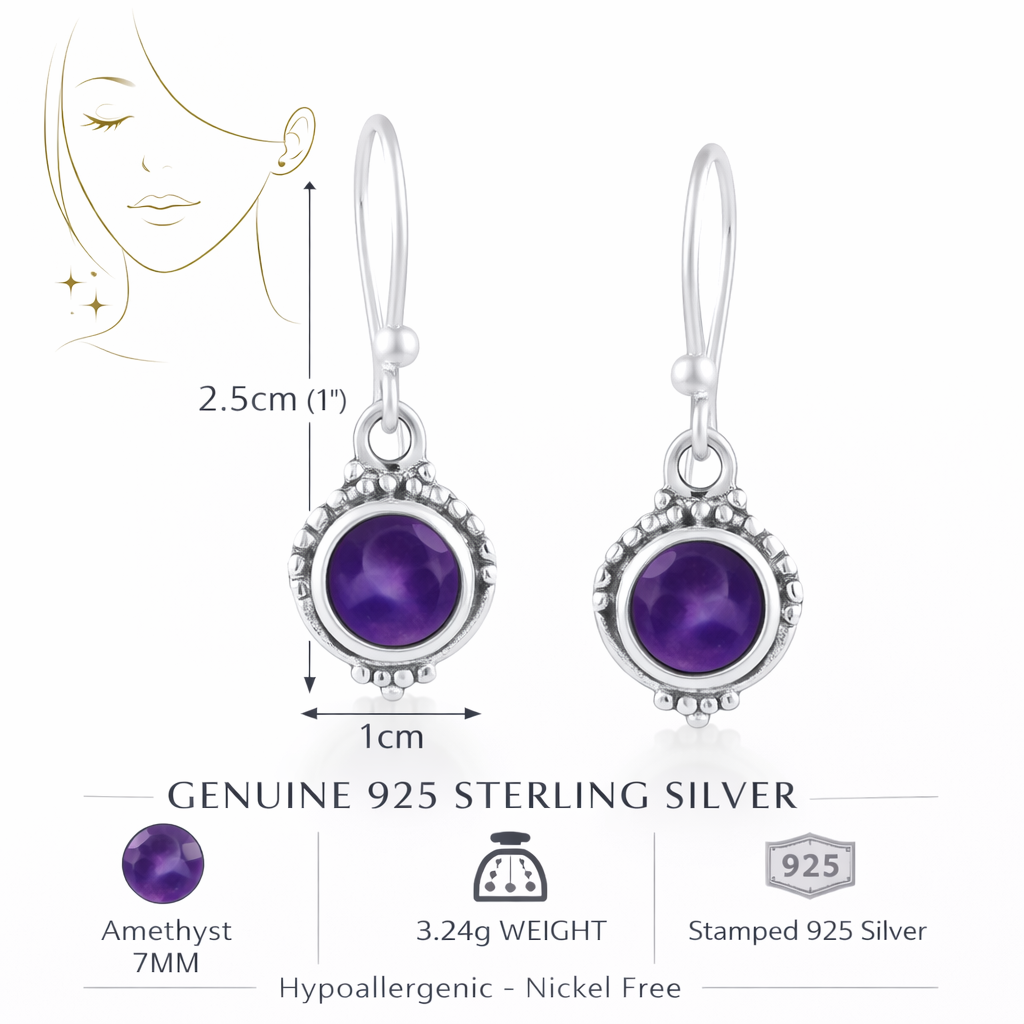 Vintage Style Amethyst Dangle Earrings