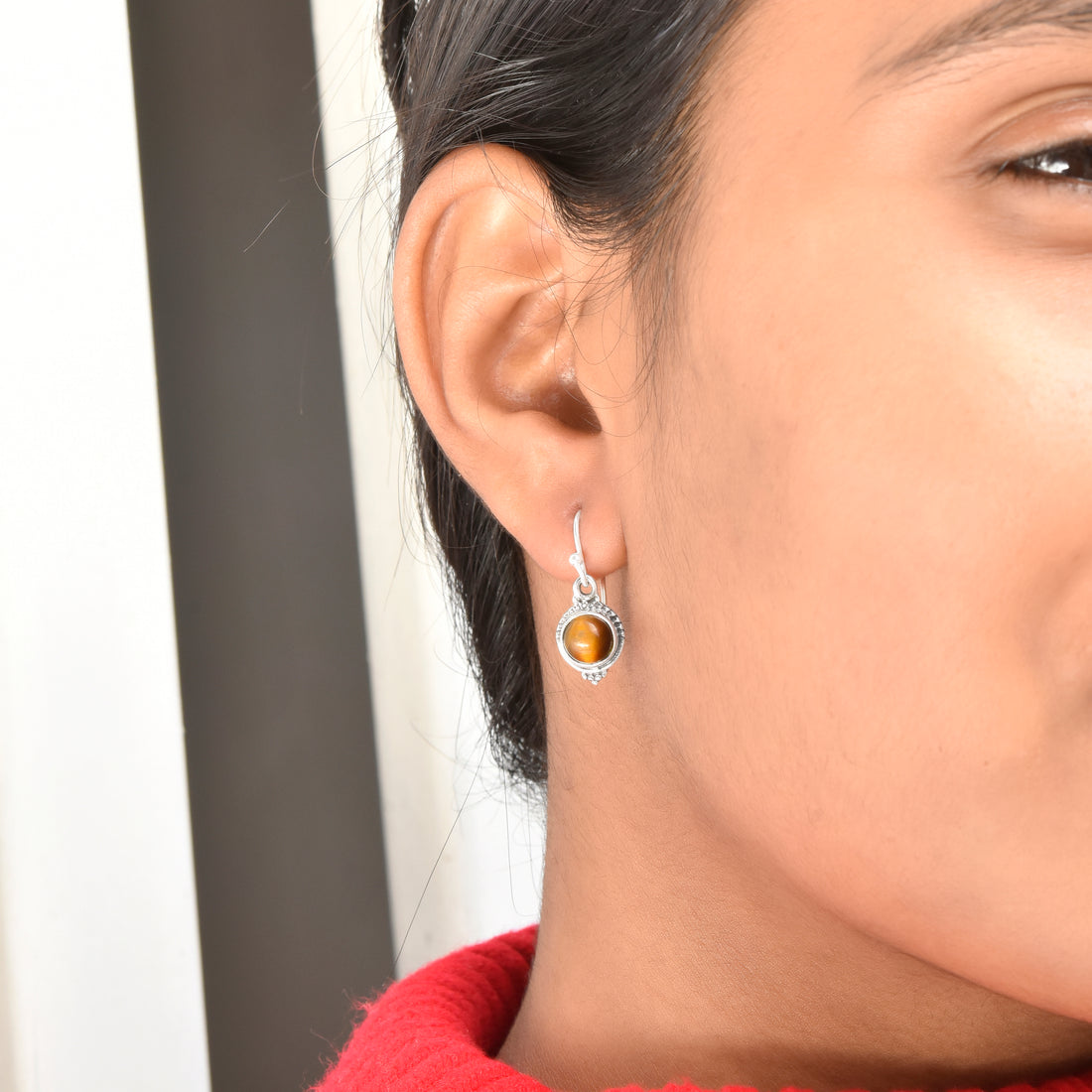 Ethnic Tiger Eye Dangle Earrings