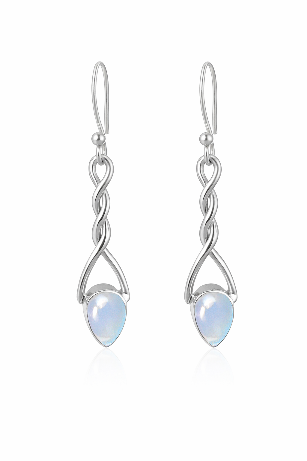 Aqua Chalcedony Silver Twisted Dangle Earrings