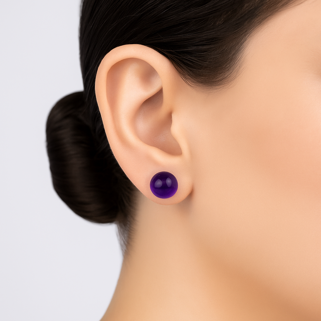 Purple Amethyst Studs Earring