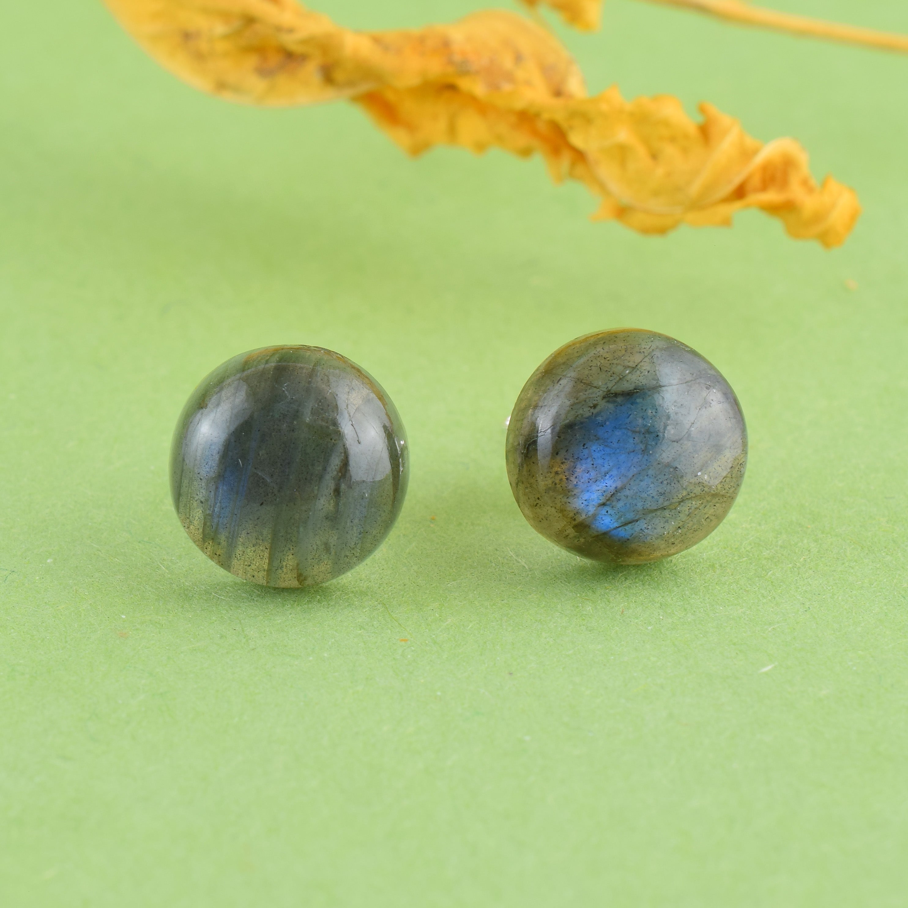Natural Round Labradorite Studs Earring