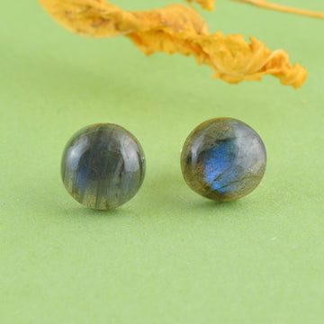 Natural Round Labradorite Studs Earring