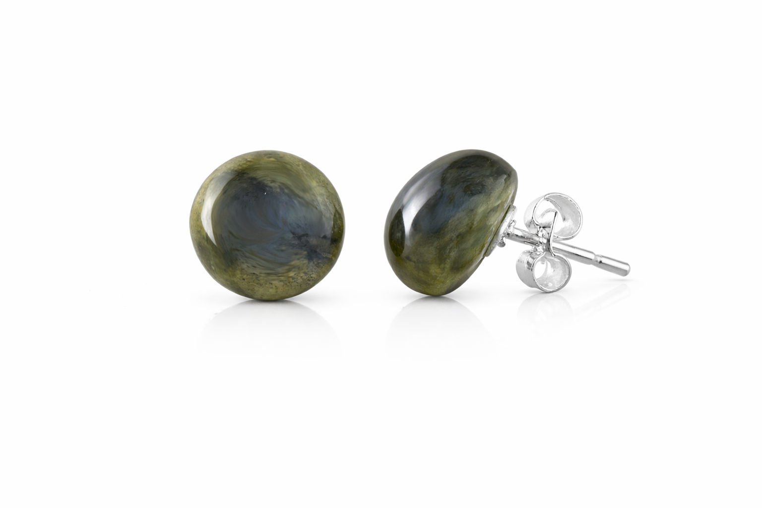 Natural Round Labradorite Studs Earring