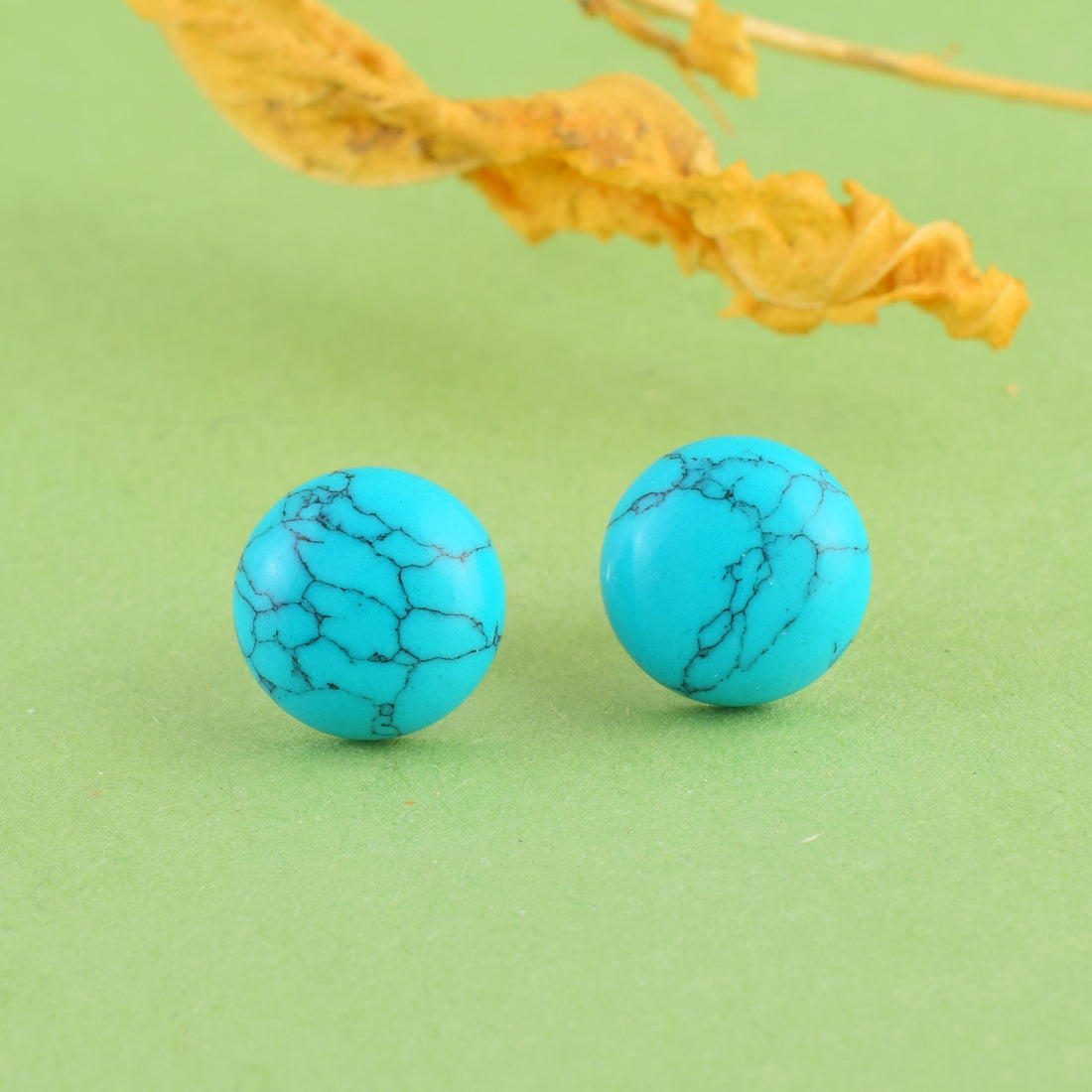 Natural Turquoise Silver Stud Earrings
