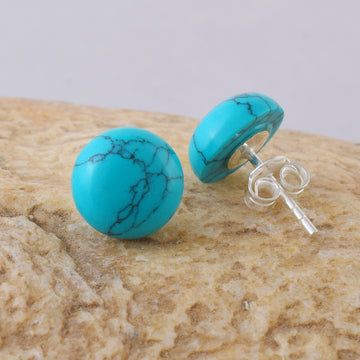 Natural Turquoise Silver Stud Earrings