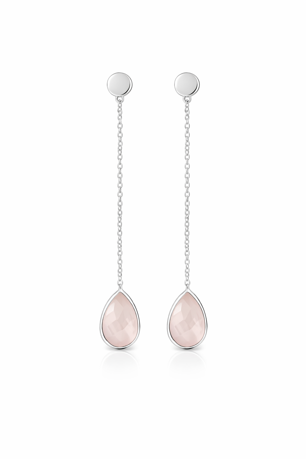 Pink Rose Quartz Silver Dangle Earrings