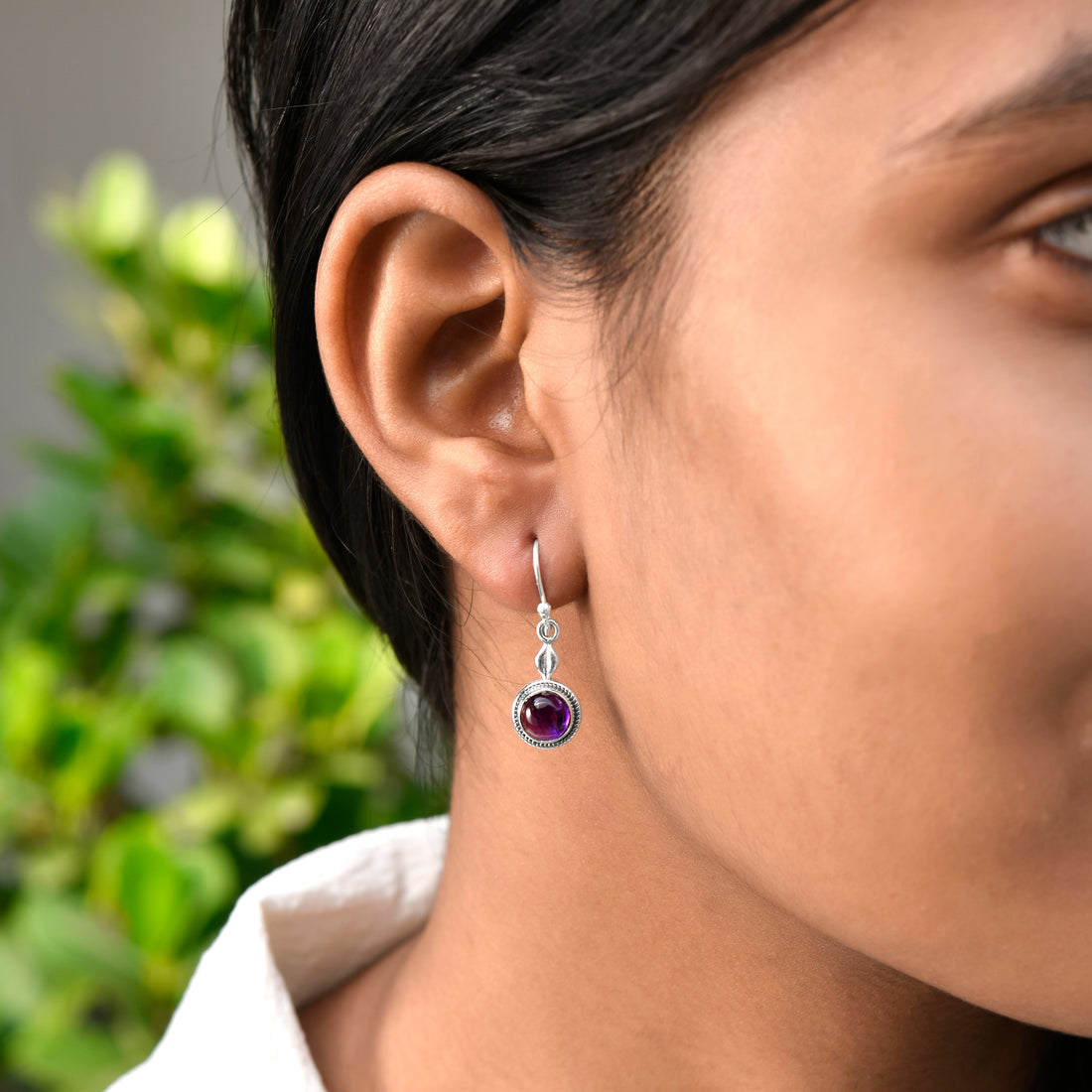 Purple Amethyst Silver Dangle Earrings