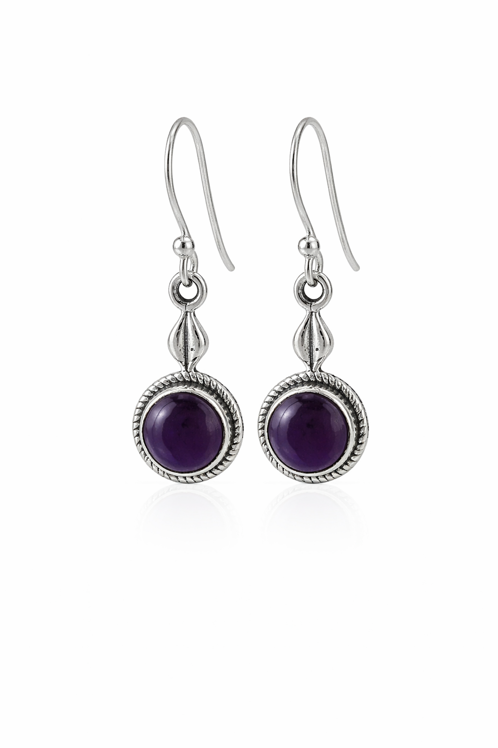 Purple Amethyst Silver Dangle Earrings
