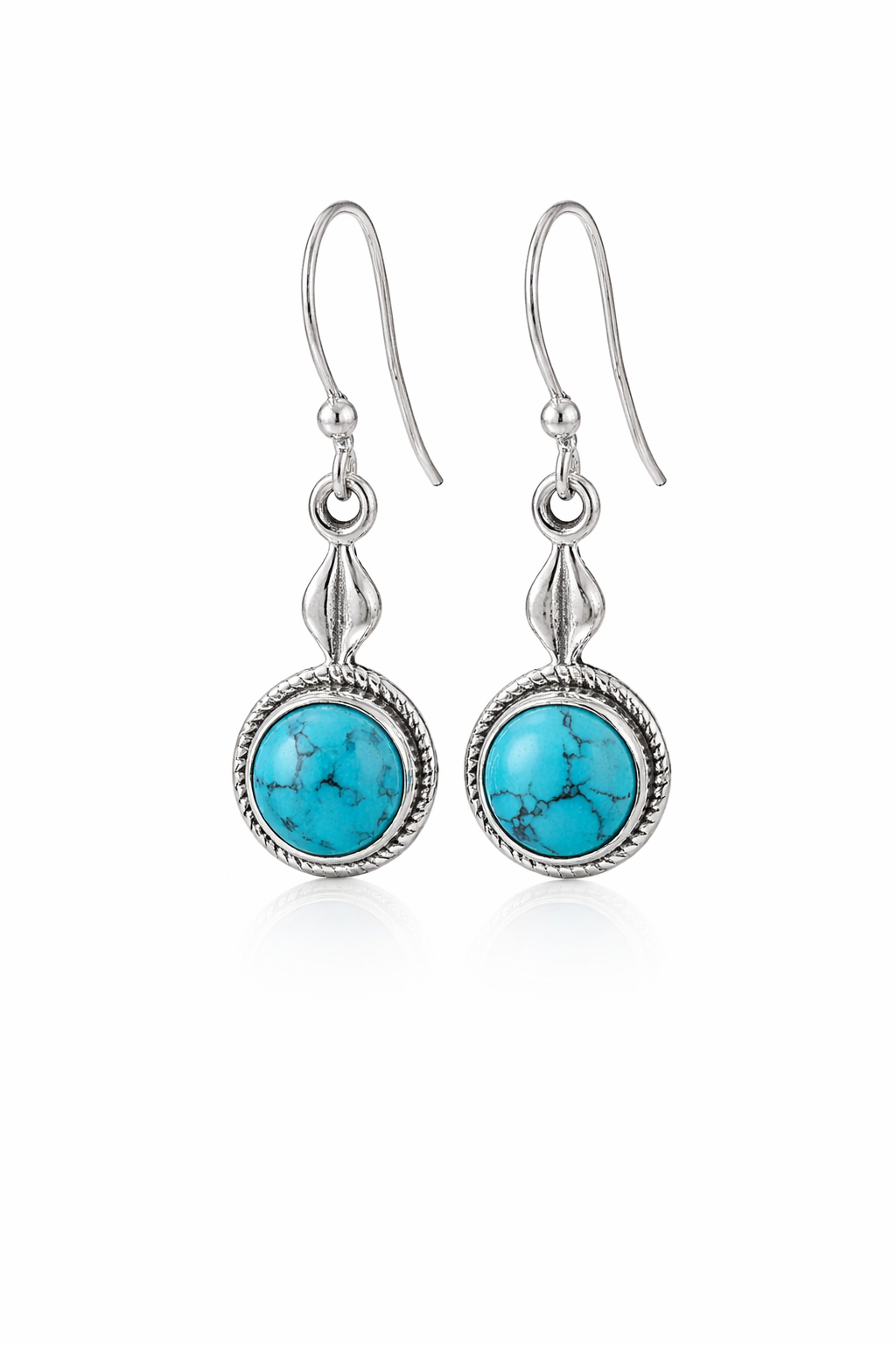 Natural Turquoise Silver Dangle Earrings