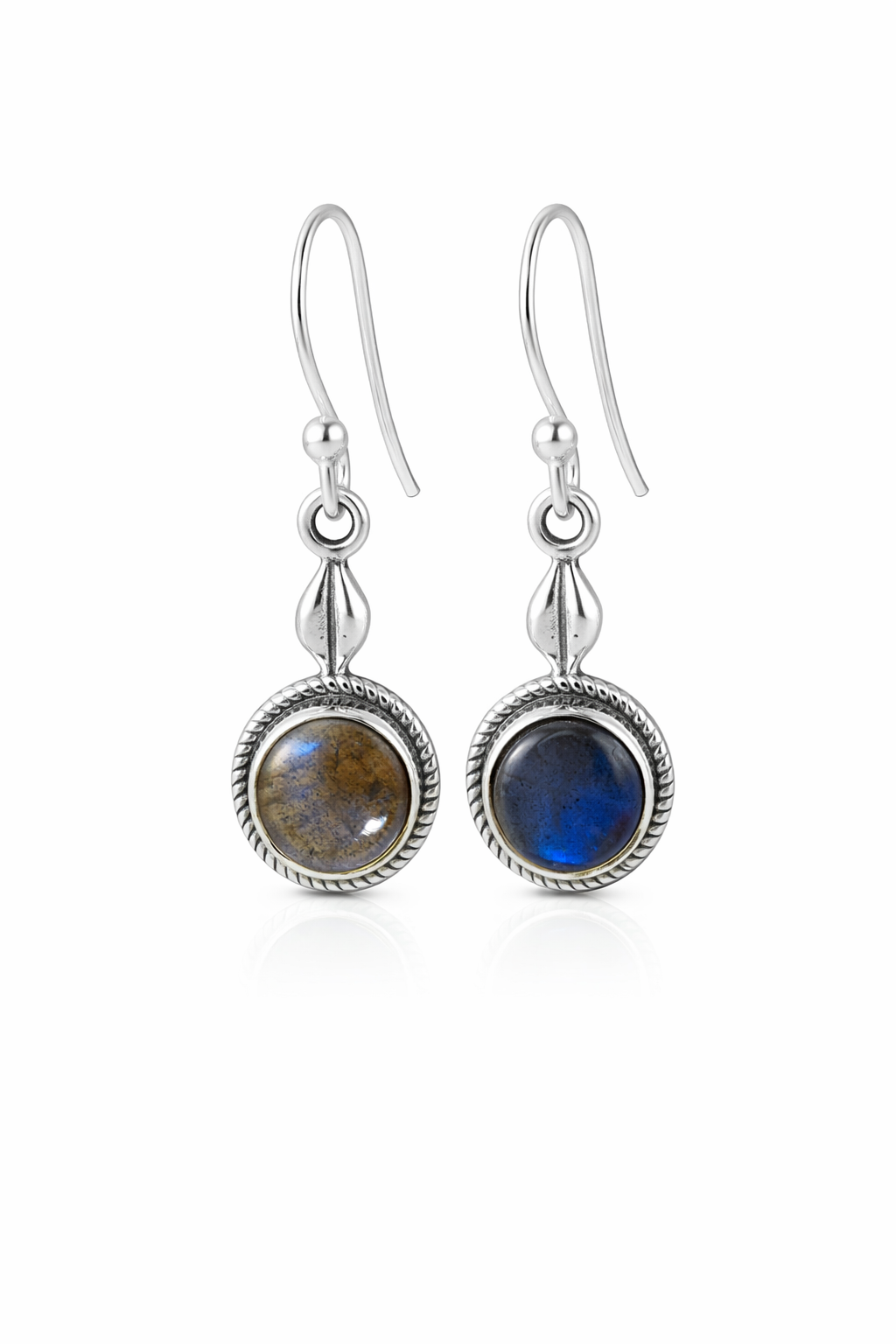 Labradorite Silver Round Dangle Earrings