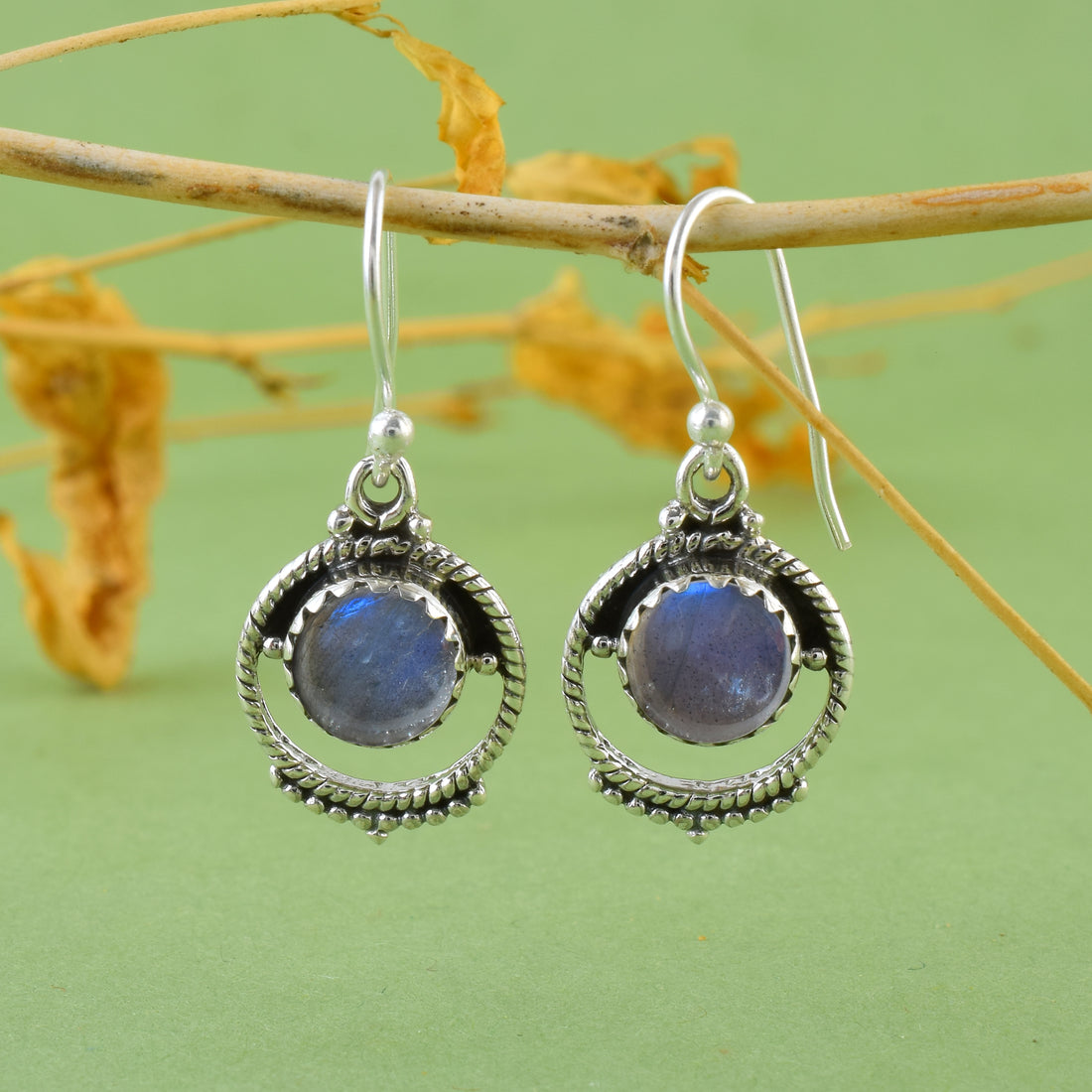 Labradorite Silver Dangle Earrings