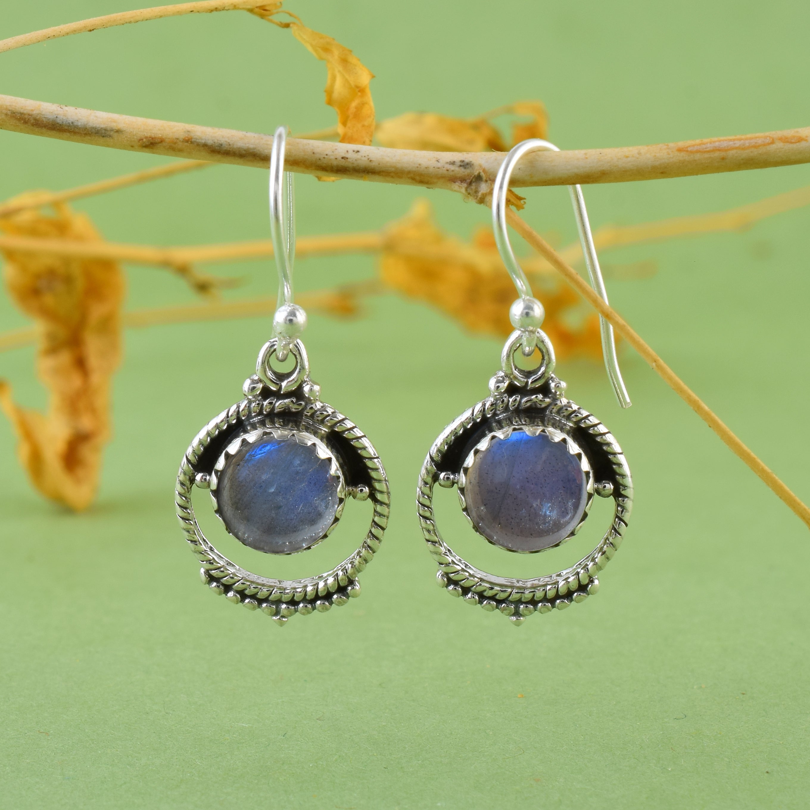 Labradorite Silver Dangle Earrings