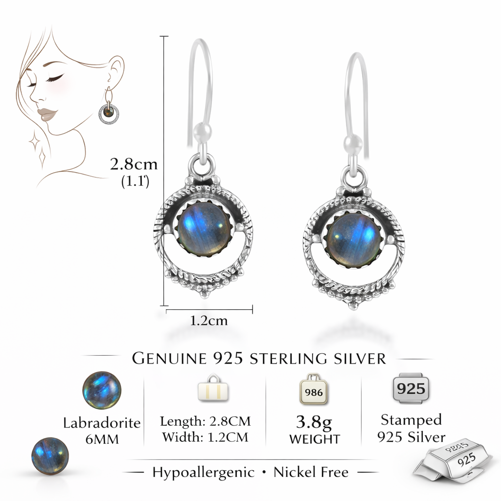 Labradorite Silver Dangle Earrings