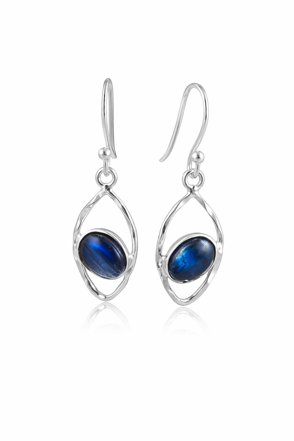 Labradorite Silver Marquis Dangle Earrings