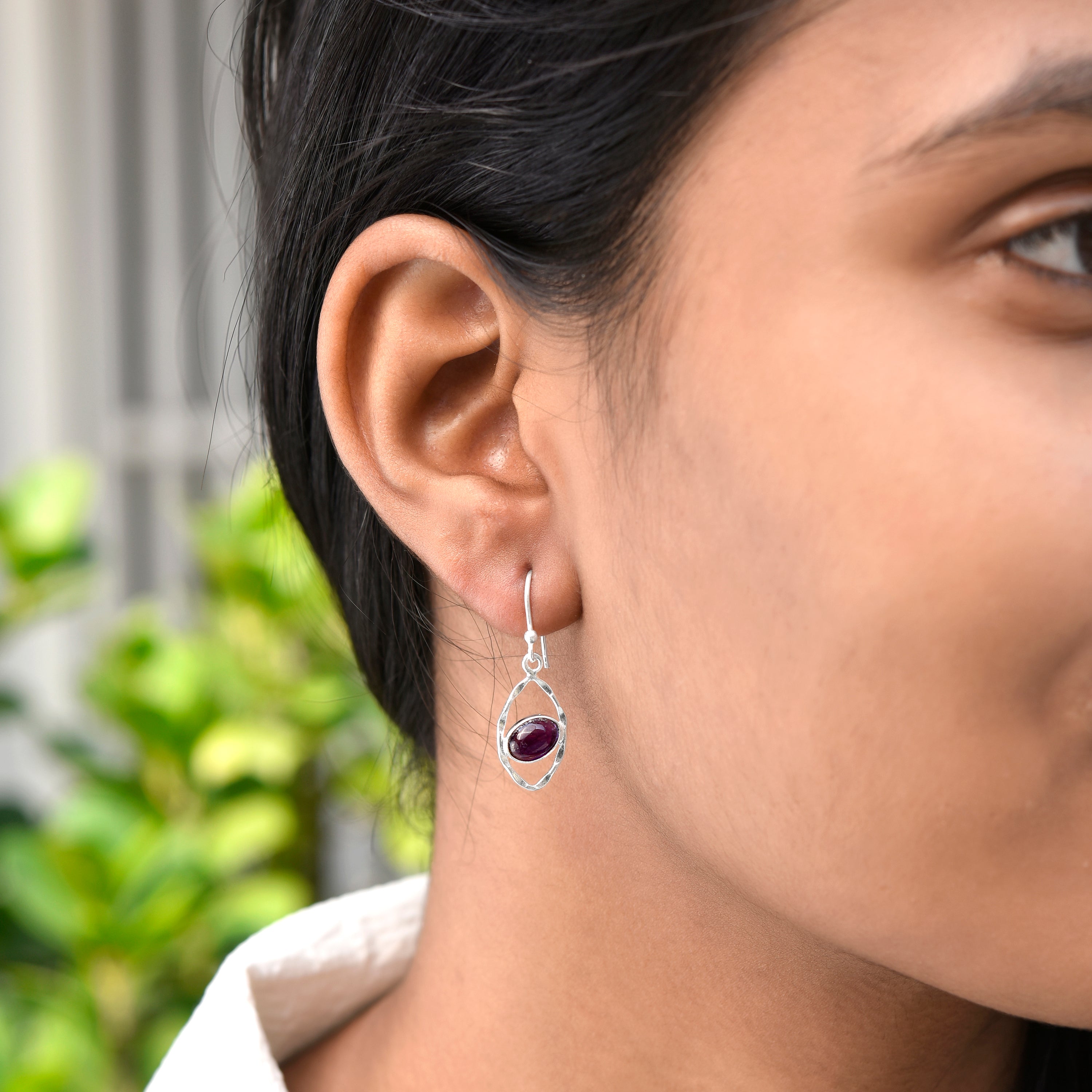 Purple Amethyst Dangle Silver Earrings