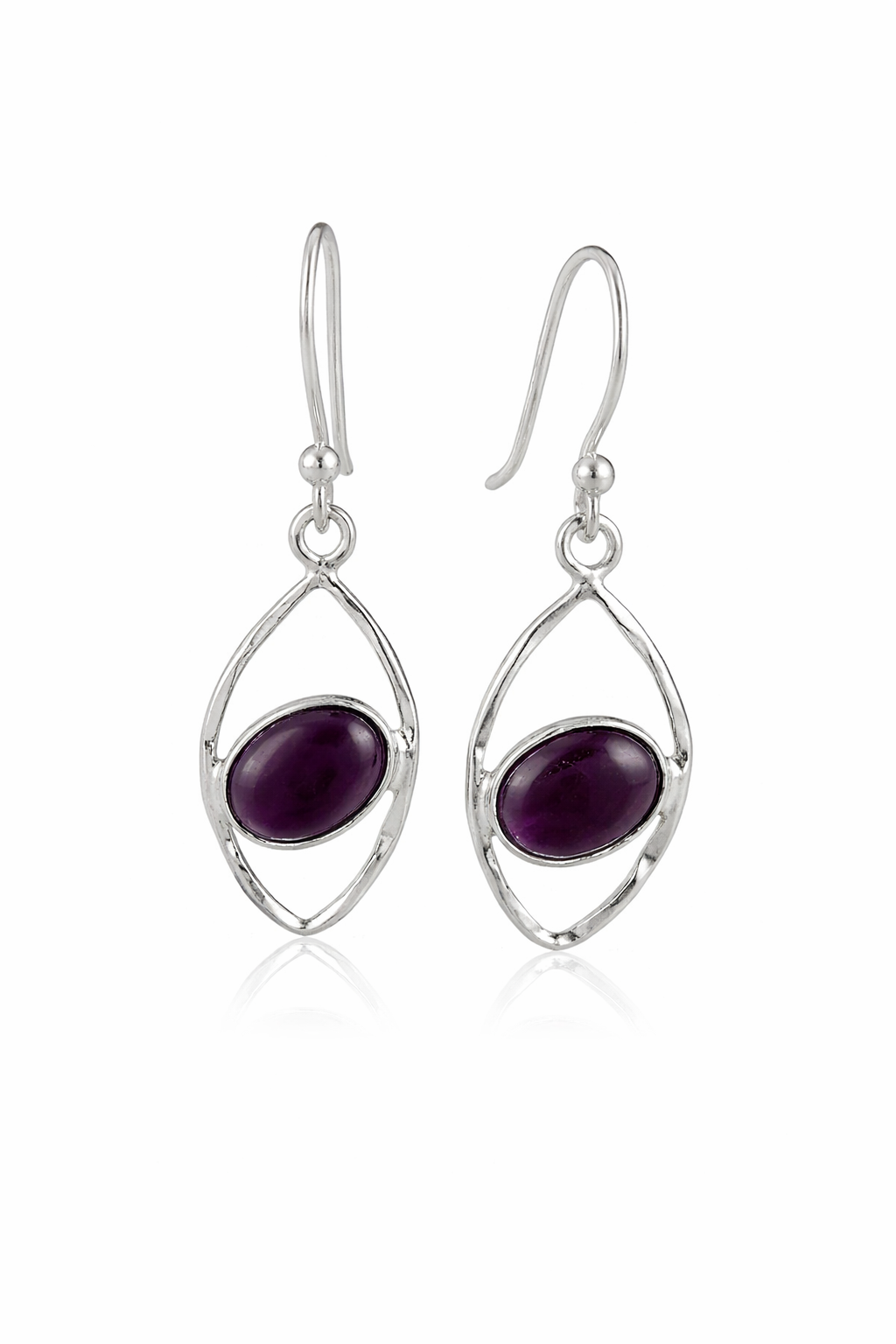 Purple Amethyst Dangle Silver Earrings