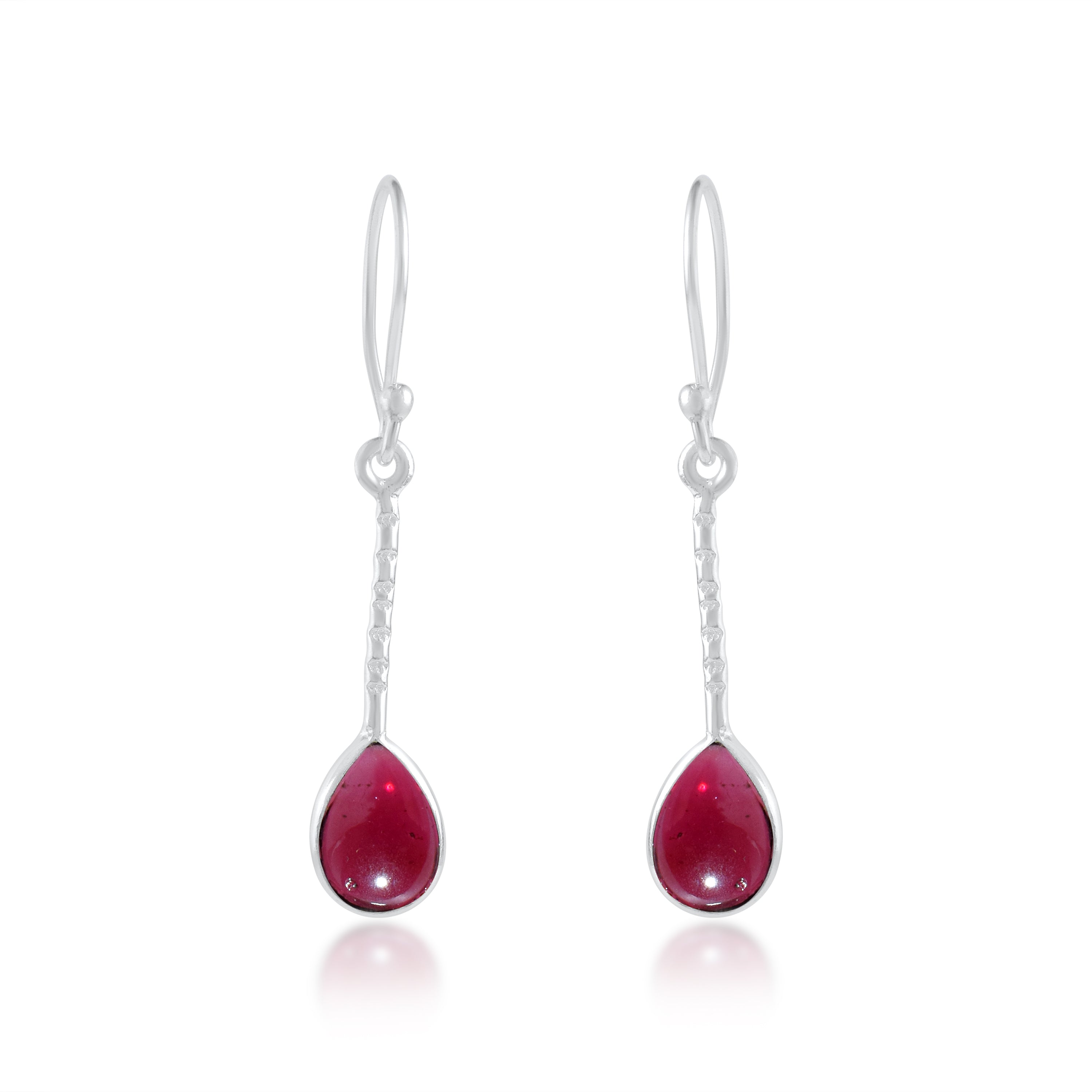 Natural Garnet Long Drop Earrings