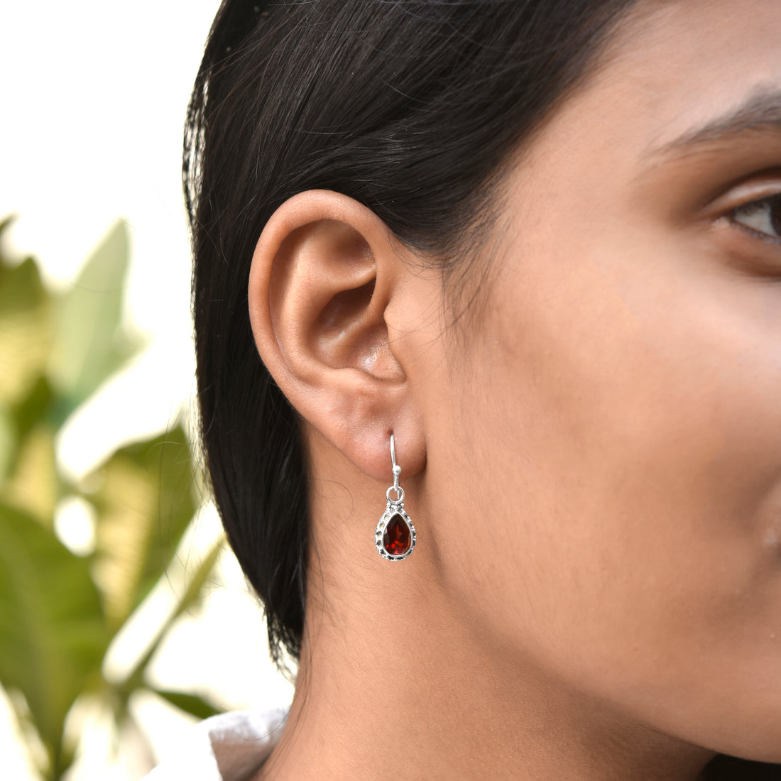 Deep Red Garnet Sterling Silver Dangles