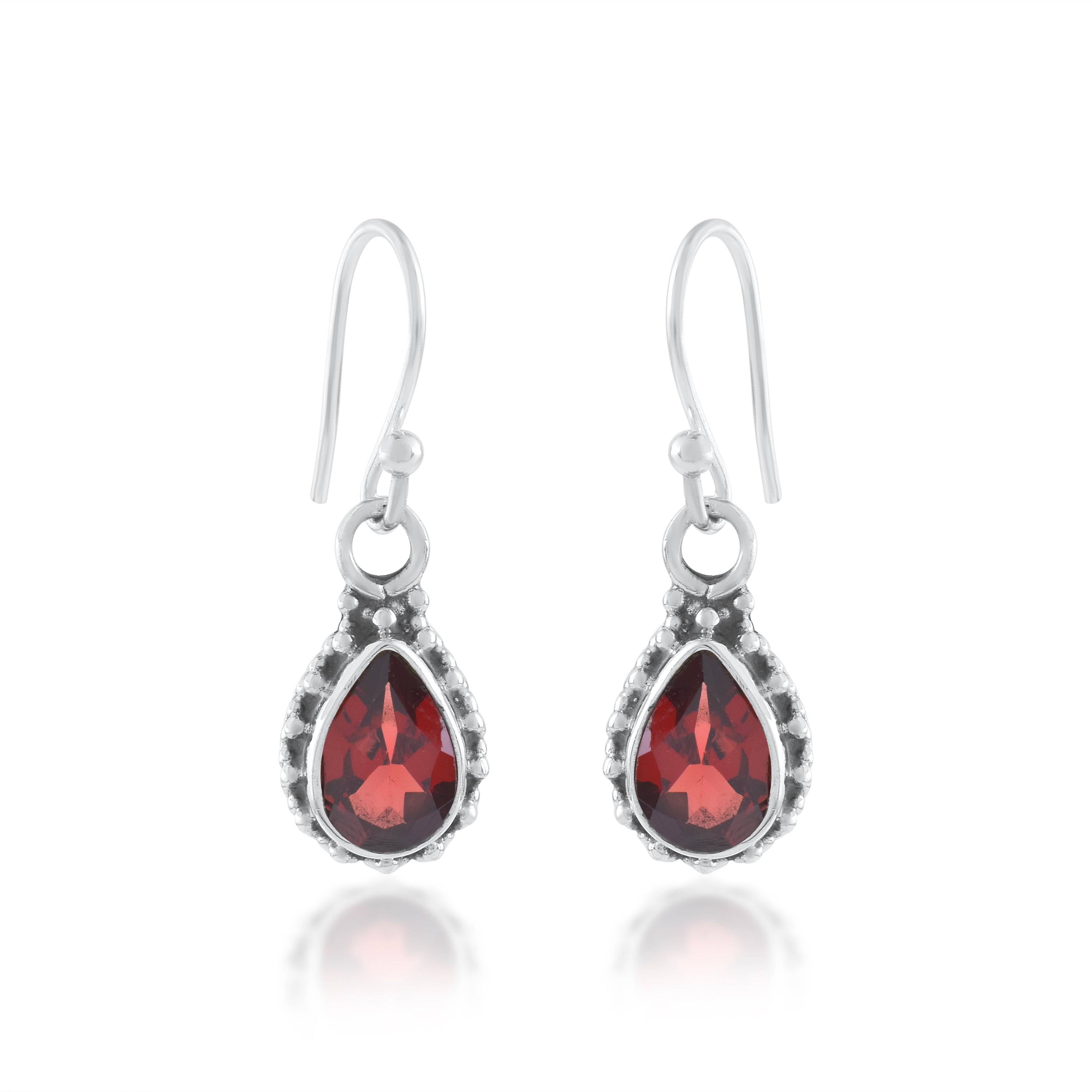 Deep Red Garnet Sterling Silver Dangles