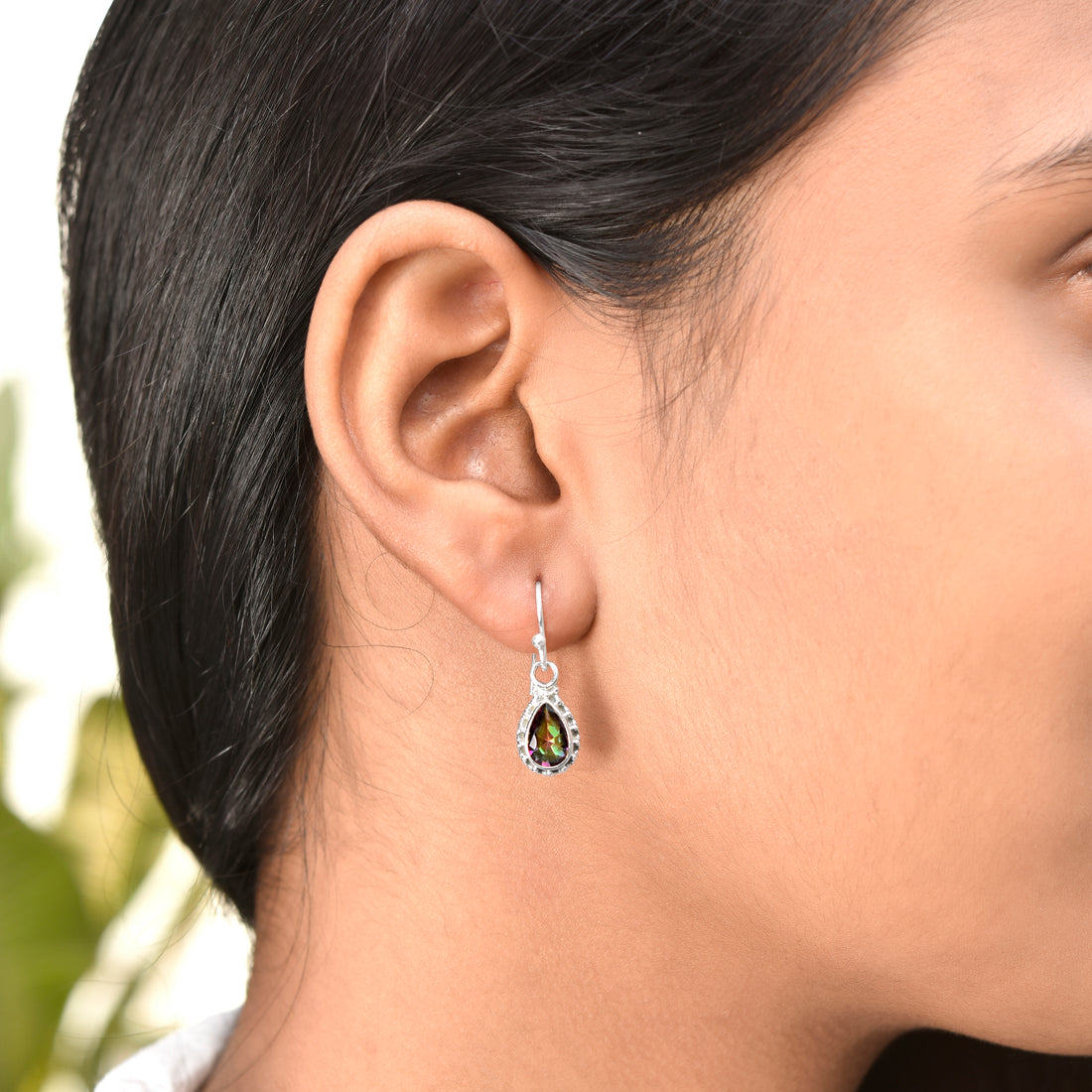 Mystic Quartz Silver Dangle Earrings