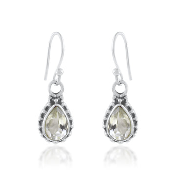 Green Amethyst Silver Dangle Earrings