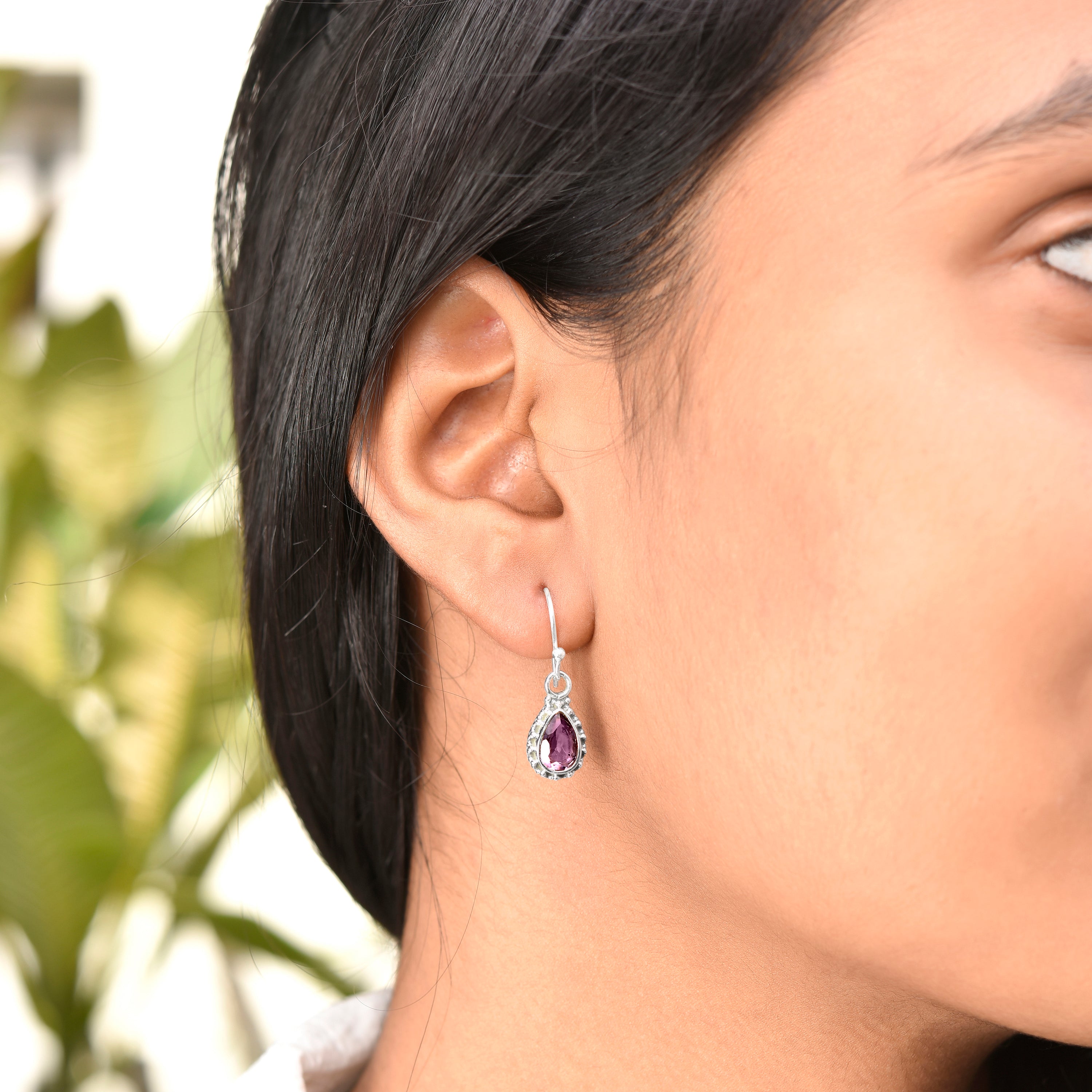 Vintage Amethyst Silver Dangle Earrings