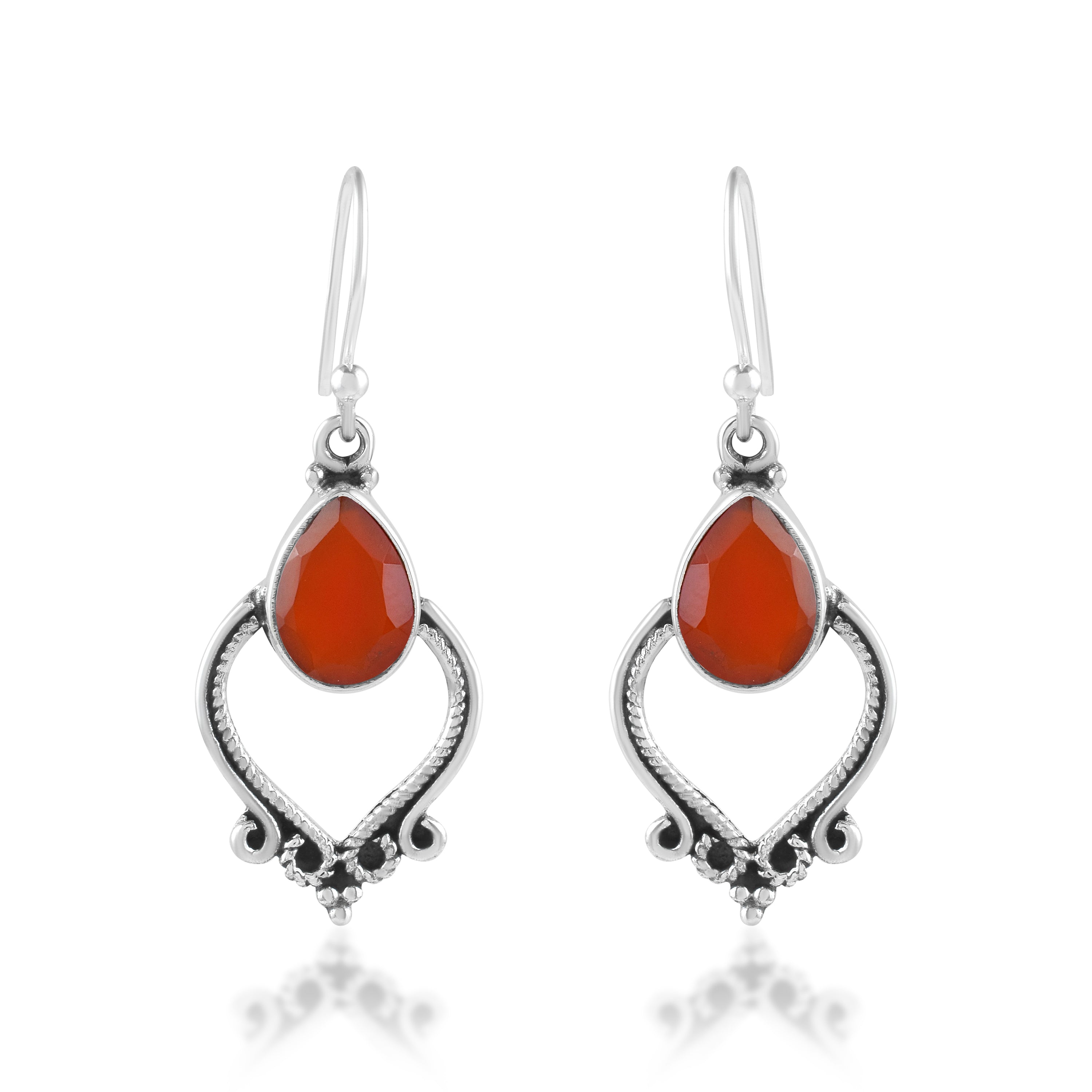 Victorian Red-Orange Gemstone Earrings
