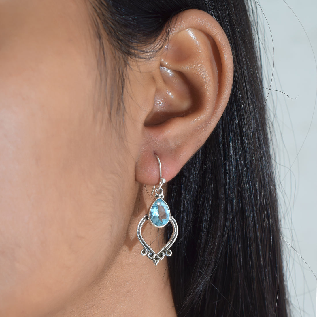 Blue Topaz Gemstone Earrings
