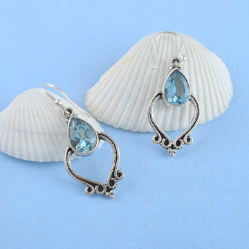 Blue Topaz Gemstone Earrings