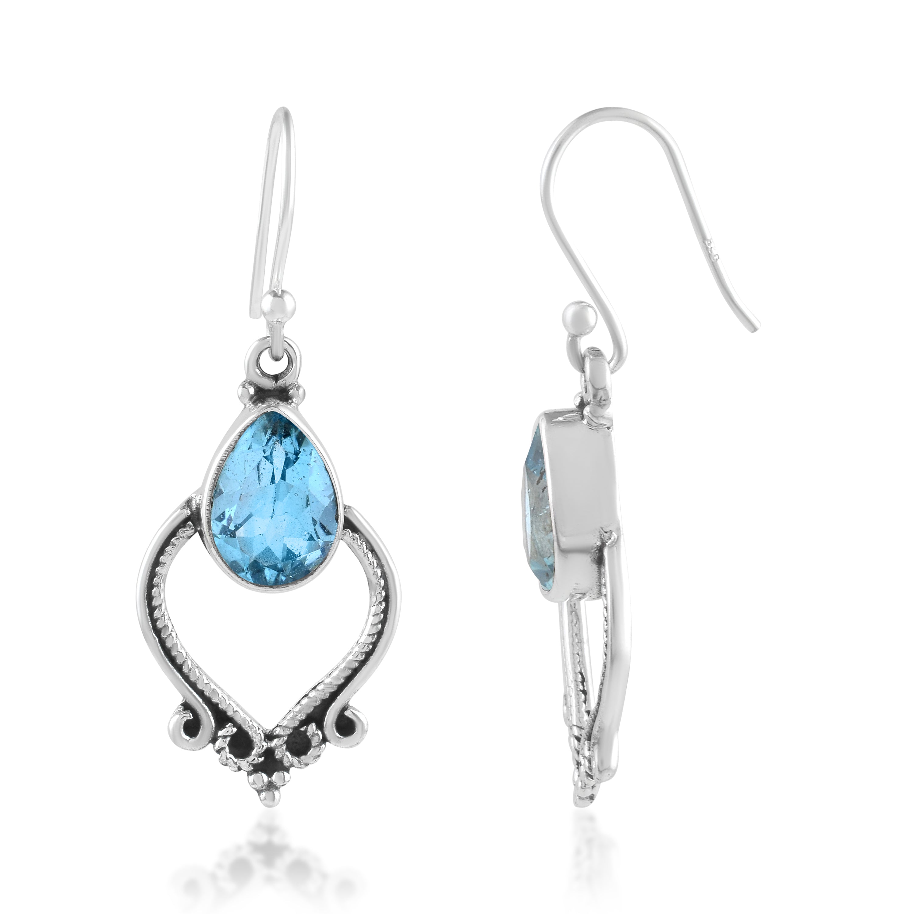 Blue Topaz Gemstone Earrings